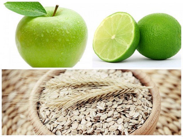 manzana, avena y limon